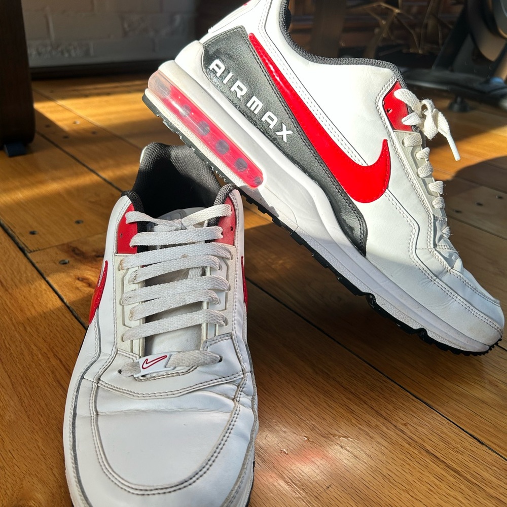 Nike Air Max White and Red Athletic Shoes
